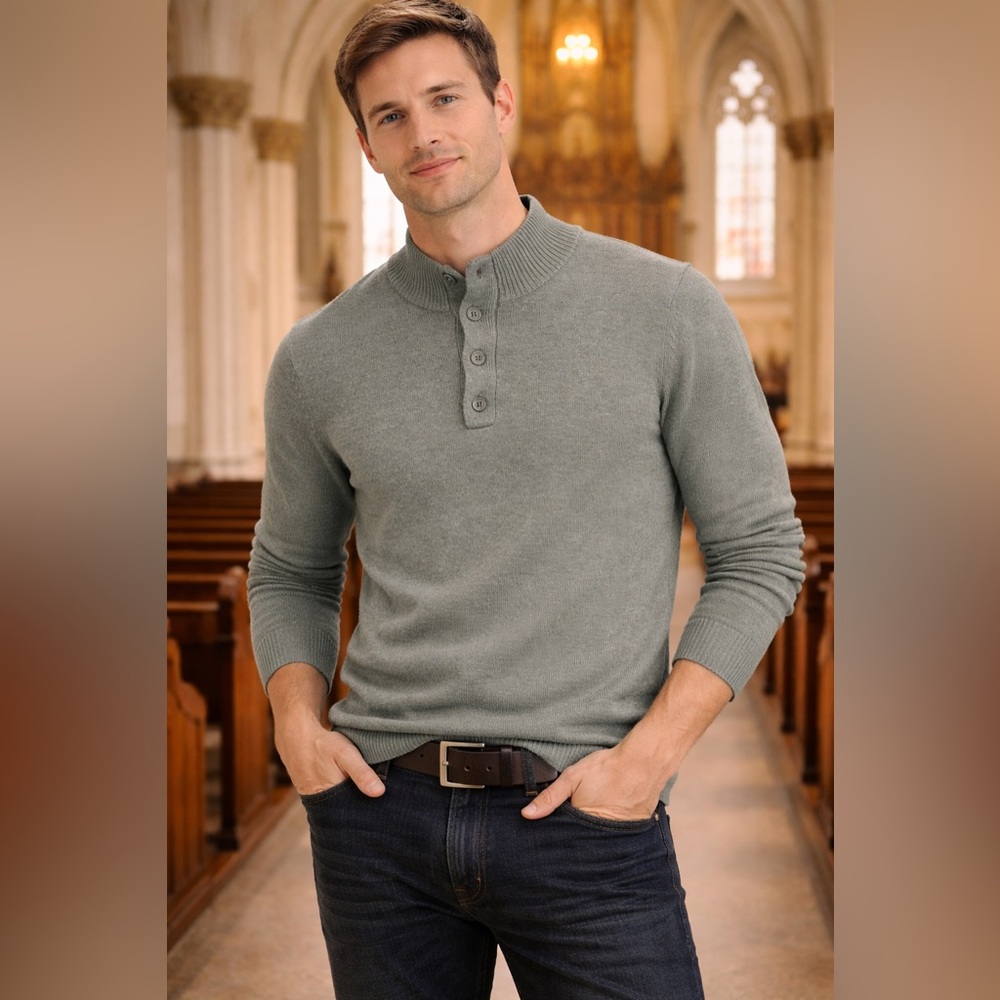 Structure Slim Fit Sweater size small for men Grey Color